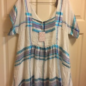 Free People Barcelona Shimmer Plaid Mini dress NWT